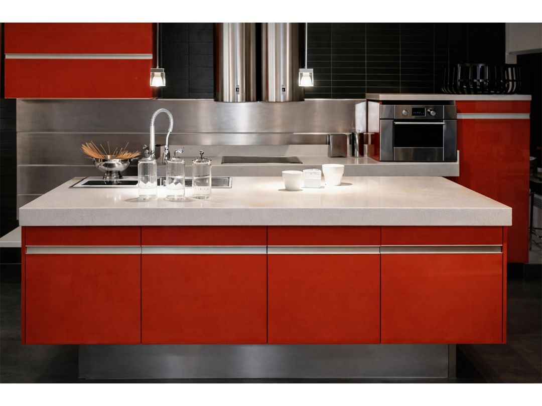 Custom-Made | Modern Matte  Kitchen, Red &amp; White 28