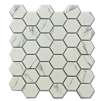 12" x 12" |  Mosaic Wall Tiles, White Grey Marble Effect
