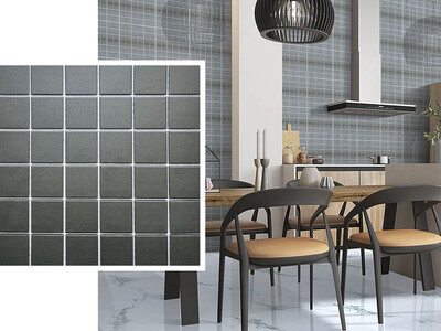 12" x 12" | Mosaic Wall Tiles, Grey Black