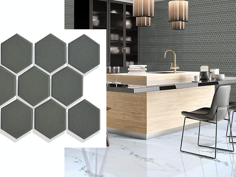 12" x 12" | Mosaic Wall Tiles, Grey Black