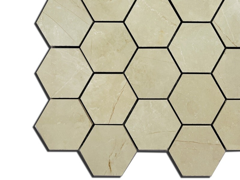 12" x 12" |  Mosaic Wall Tiles, Beige Marble Effect