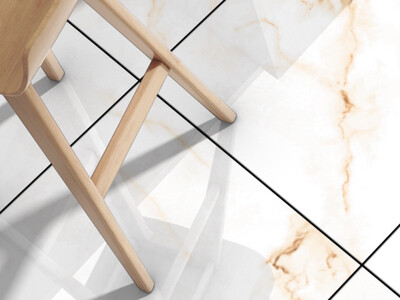 24"x48" | Full Body Glazed Porcelain Wall &amp; Floor Tiles, Marble Effect, Golden Carrara, Gold &amp; White