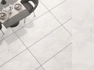 24"x48" | Full Body Glazed Porcelain Wall &amp; Floor Tiles, Marble Effect, Carbon Onyx, Light Beige