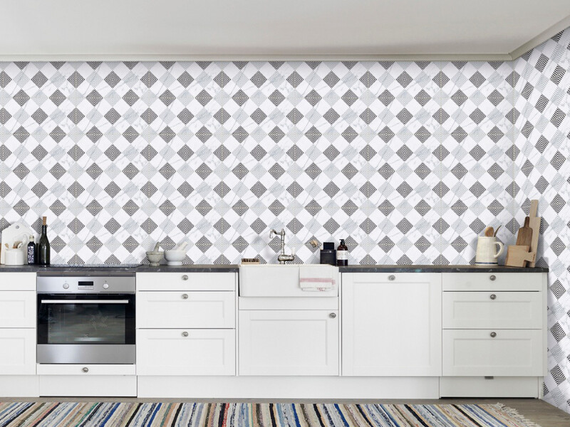 12"x24" Ceramic tiles| Patterned Wall &amp; Floor Tiles, White, Grey &amp; Black