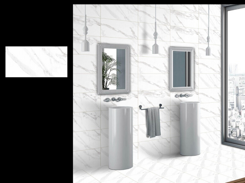 12"x24" Ceramic Tiles | Wall &amp; Floor Tiles, Marble Effect, Grey &amp; White