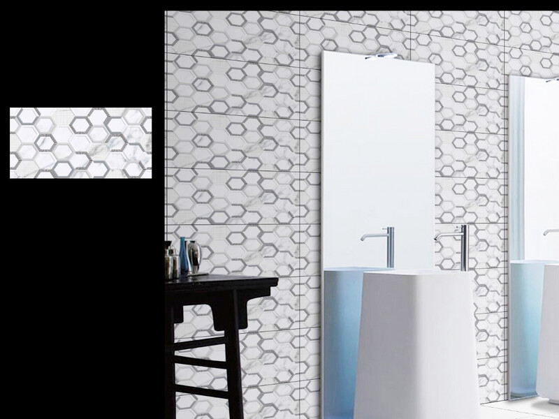 12"x24" Ceramic Tiles | Wall &amp; Floor Tiles, White &amp; Tones of Grey, Geometric Tiles