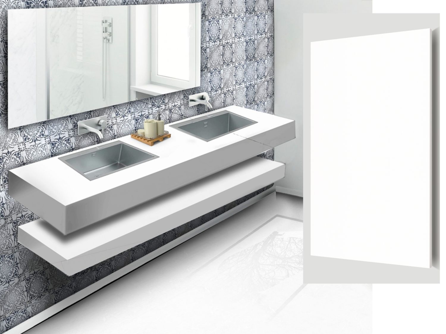 (9ft x 26") or (10ft x 5ft) | Quartz Countertop - Super White  Slab, Polished Honed Countertop, White