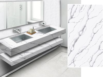 (9ft x 26") or (10ft x 5ft) | Stellar Stream White, Porcelain Gloss, Countertop, Marble Effect, Grey, White