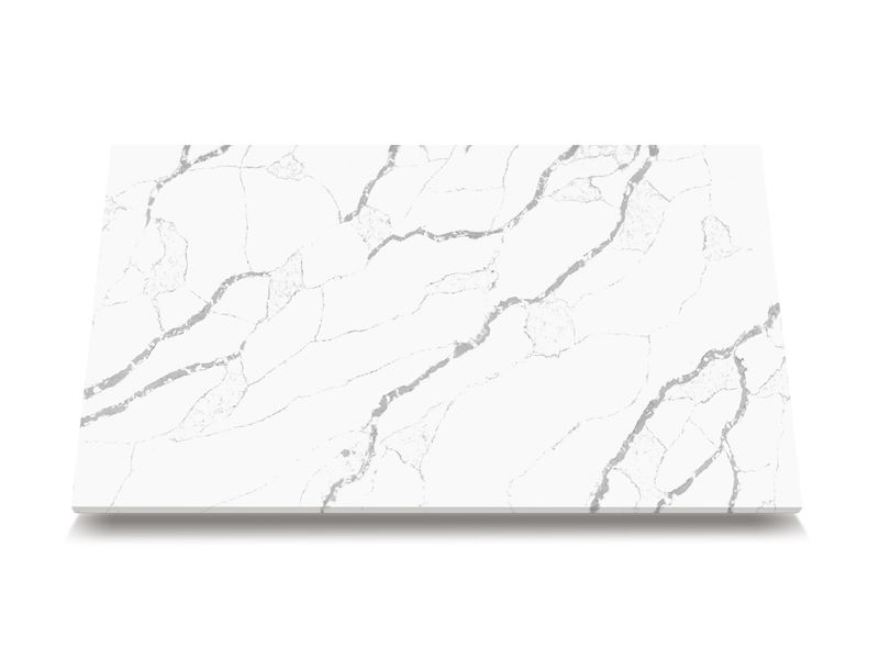 (9ft x 26") or (10ft x 5ft) | Quartz Countertop - Starry White Slab, Polished Honed Countertop, Grey, White