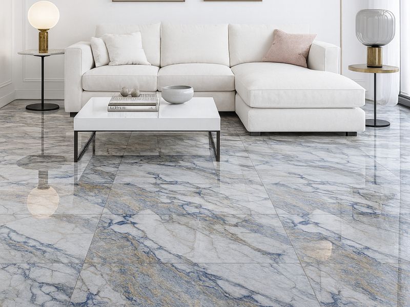 24"x48" Porcelain tiles | Alyssa Reen, High Glossy Wall &amp; Floor Tiles, Marble Effect, Natural Blues, Greys, Browns