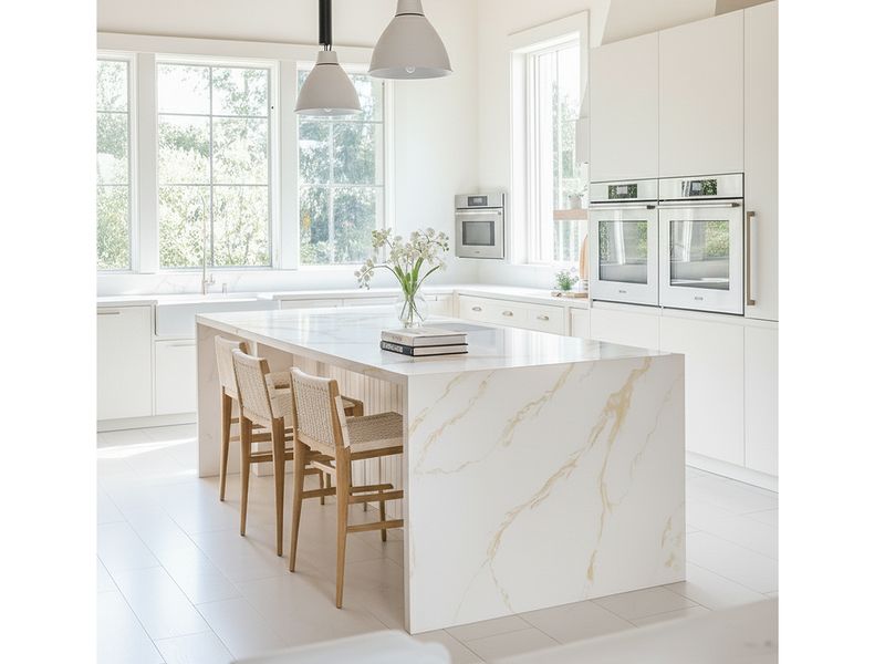(9ft x 26") or (10ft x 5ft) | Quartz Countertop - Elisabeth Gold  Slab, Polished Honed Countertop, Gold, White
