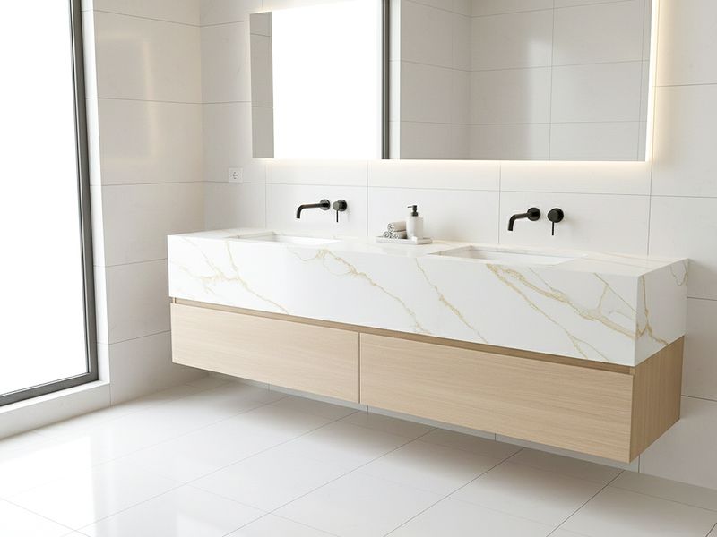 (9ft x 26") or (10ft x 5ft) | Quartz Countertop - Elisabeth Gold Slab, Polished Honed Countertop, Gold, White