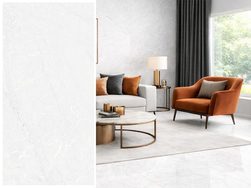 24"x48" Matte Porcelain Wall &amp; Floor Tiles | Lewis Light Grey, Marble Effect, 1 Box -2 PC, Grey