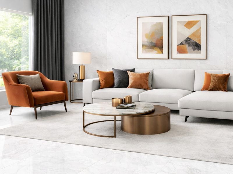 24"x48" Matte Porcelain Wall &amp; Floor Tiles | Lewis Light Grey, Marble Effect, Grey