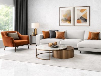 24"x48" Matte Porcelain Wall &amp; Floor Tiles | Lewis Light Grey, Marble Effect, Grey