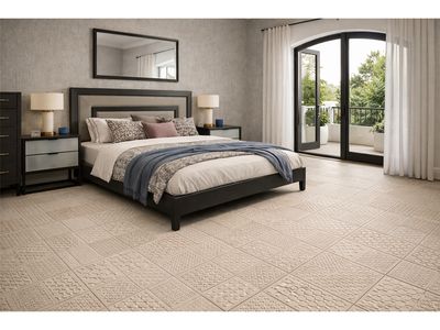 24''x24'' Porcelain Wall &amp; Floor Tiles, Punch Matte | Linen Roman, Warm Cream