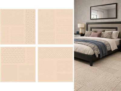 24''x24'' Porcelain Wall &amp; Floor Tiles, Punch Matte | Linen Roman, 1 Box -4 PC, Warm Cream