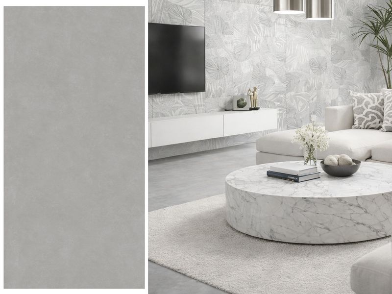 24"x48" Matte Porcelain Wall &amp; Floor Tiles, | Cemento Grey IC, 1 Box -2 PC, Grey