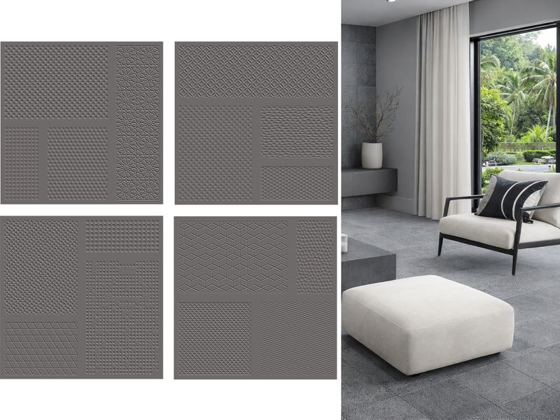24''x24'' Porcelain Wall &amp; Floor Tiles, Punch Matte,  | Carbon Roman, 1 Box -4 PC, Grey