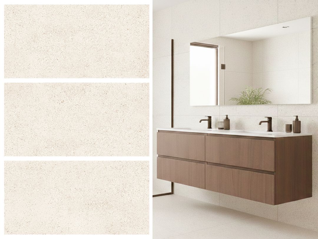 24"x48" Matte Porcelain Wall &amp; Floor Tiles, | Rock Crema, 1 Box -2 PC, Creamy Beige