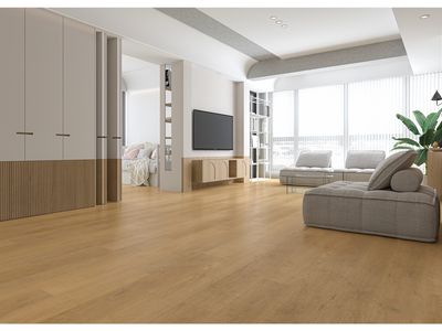 SPC Click Lock Vinyl Flooring Plank l 15 Sq. Ft, Thick 5.5 mm + 1.5 mm padding, Wear layer 0.5 mm, 100% Water resistant, Morning Glow (ER1603)