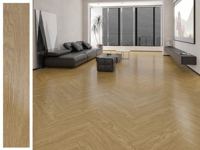 Herringbone SPC Vinyl Flooring Plank l 14Sq. Ft, Thick 5 mm + 2 mm padding, Wear layer 0.5 mm, 100% Water resistant, Ocean Sand (HR7602)
