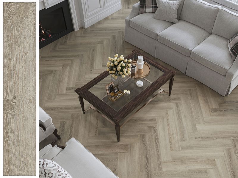 Herringbone SPC Vinyl Flooring Plank, 14Sq. Ft, Thick 5 mm + 2 mm padding, Wear layer 0.5 mm, 100% Water resistant, Urban Touch (HR7604)