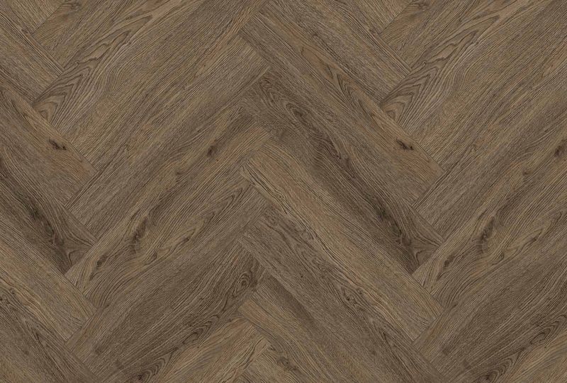 Herringbone SPC Vinyl Flooring Plank l 14Sq. Ft, Thick 5 mm + 2 mm padding, Wear layer 0.5 mm, 100% Water resistant, Cocoa Bean (HR7605)