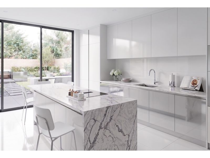 (9ft x 26") or (10ft x 5ft) | Quartz Countertop - Diana White Slab, Polished Honed Countertop, Grey, White