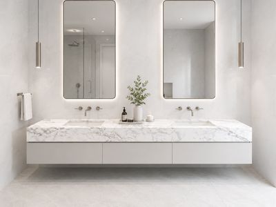 (9ft x 26") or (10ft x 5ft) | Quartz Countertop - Diana White Slab, Polished Honed Countertop, Grey, White