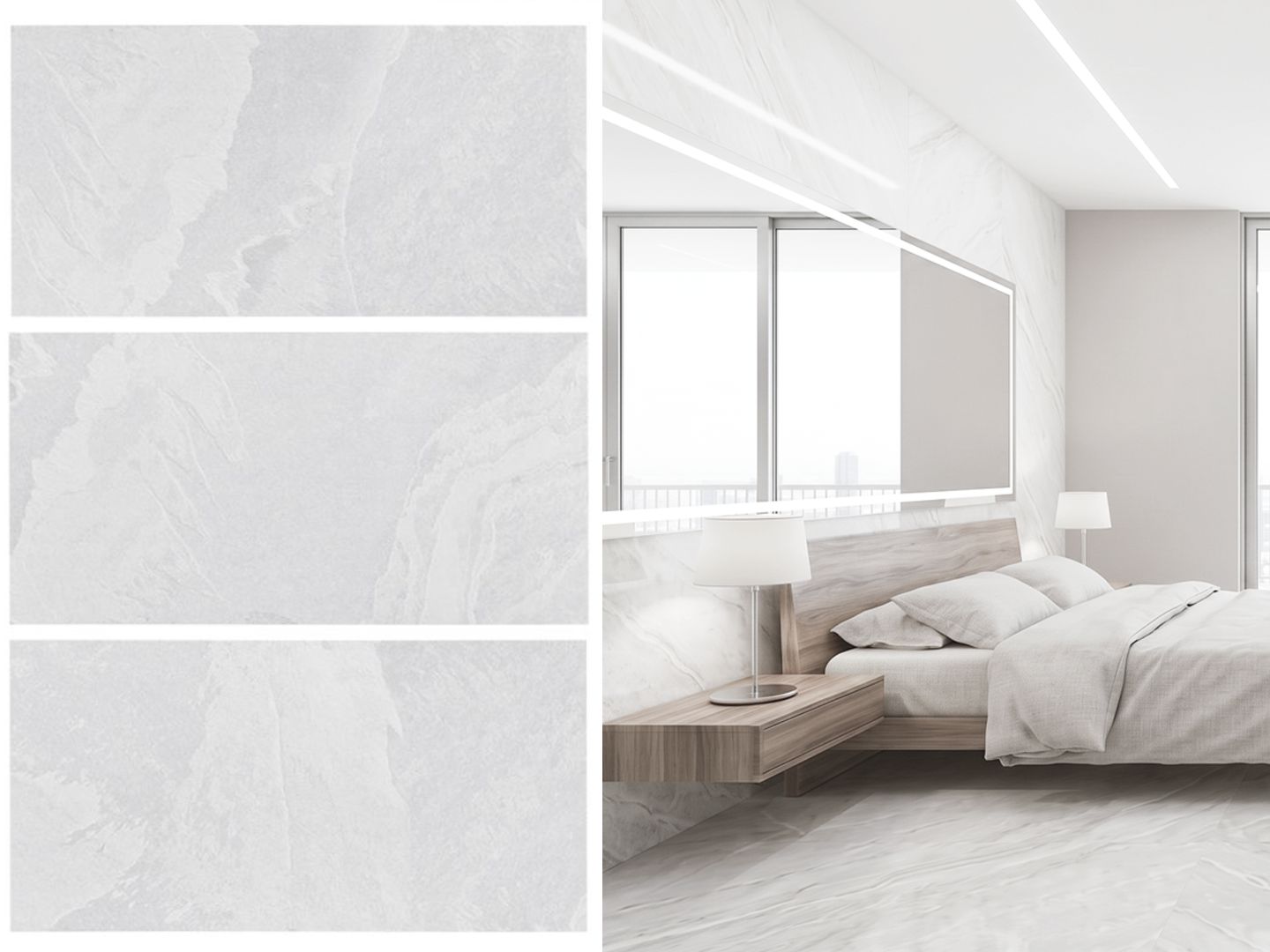 24"x48" Porcelain Wall &amp; Floor Tiles | Manila Pearl, Marble Effect, Glossy tile