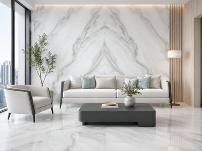 24"x48" Porcelain Wall &amp; Floor Tiles | Arico Green, Marble Effect, Glossy tile