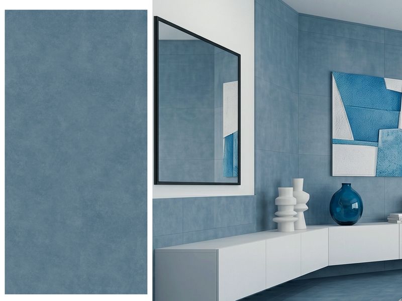 24"x48" Porcelain Wall &amp; Floor Tiles | Cemento Aqua, Matte tile, Blue tile