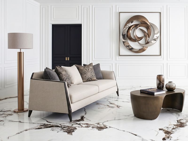 24"x48" Porcelain Wall &amp; Floor Tiles | Satvario Pental, Marble Effect, Glossy tile, Beige, Black Brown tile