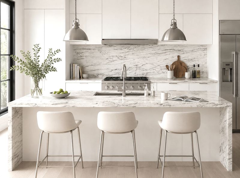 9ft x 26" x 17 or 34 mm | Granite Countertop - Flow White