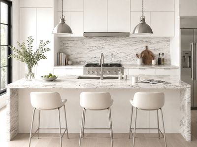 9ft x 26" x 17 or 34 mm | Granite Countertop - Flow White