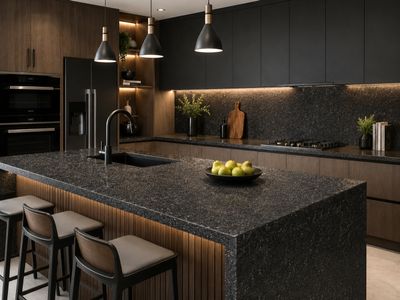 9ft x 26" x 17 or 34mm | Granite Countertop - Granite Black
