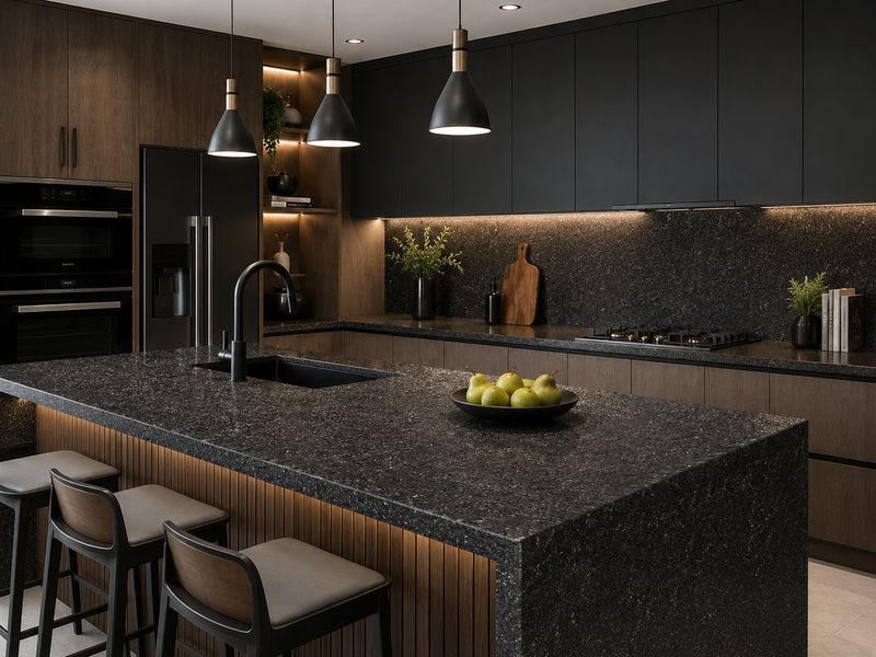9ft x 26" x 17 or 34mm | Granite Countertop - Granite Black