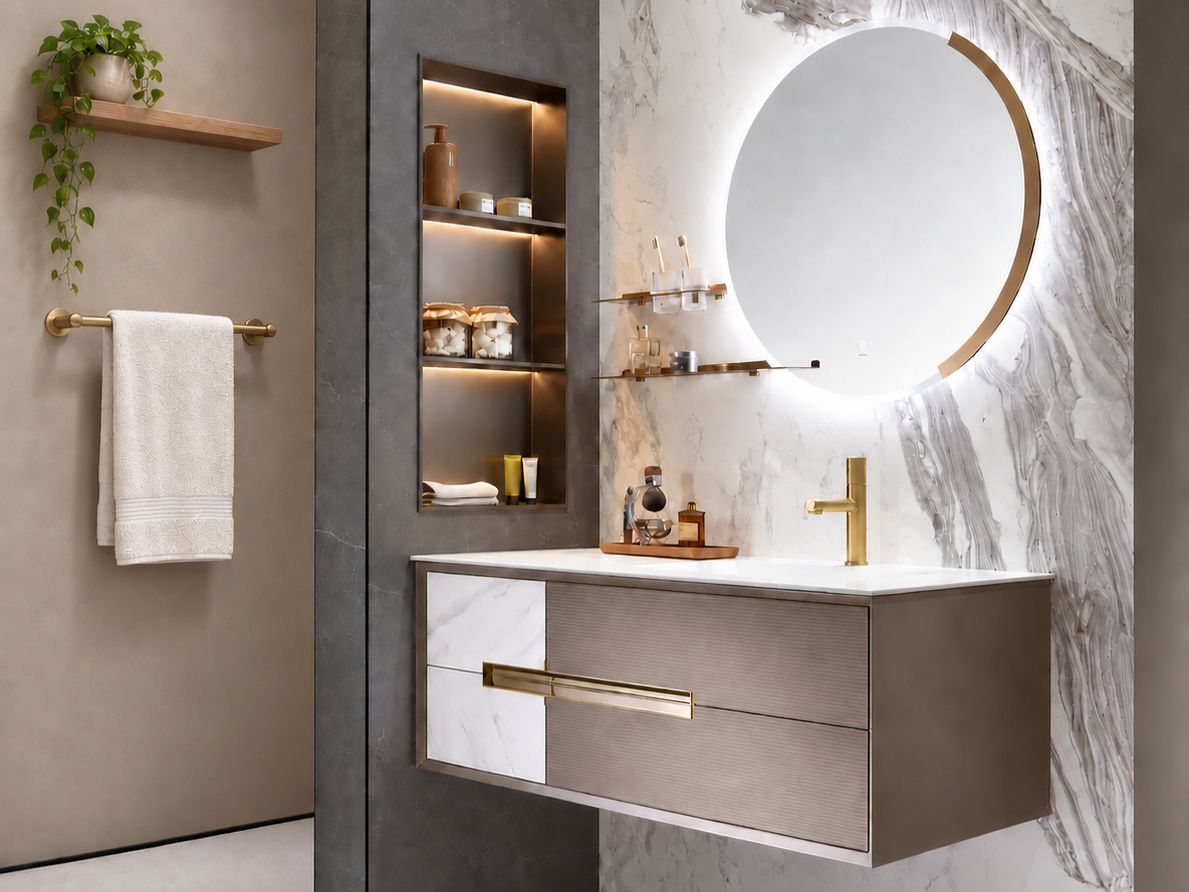 Bathroom Vanity, Sintered Stone Countertop | Radiant Impressions