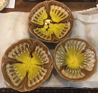 Brown and Yellow Flower dishes (3)