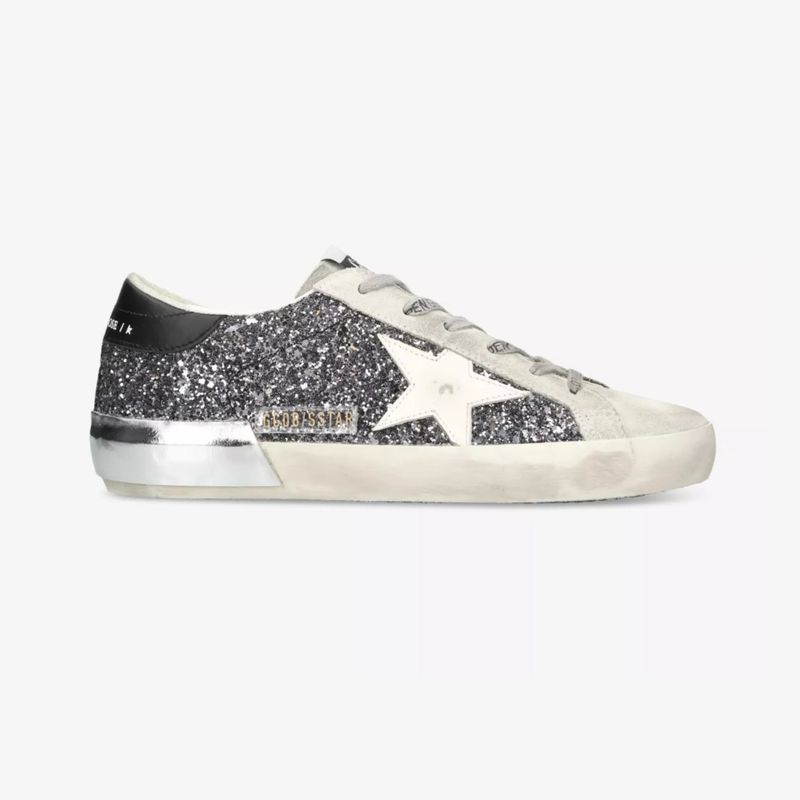 Super Star glitter-embellished leather low-top trainers