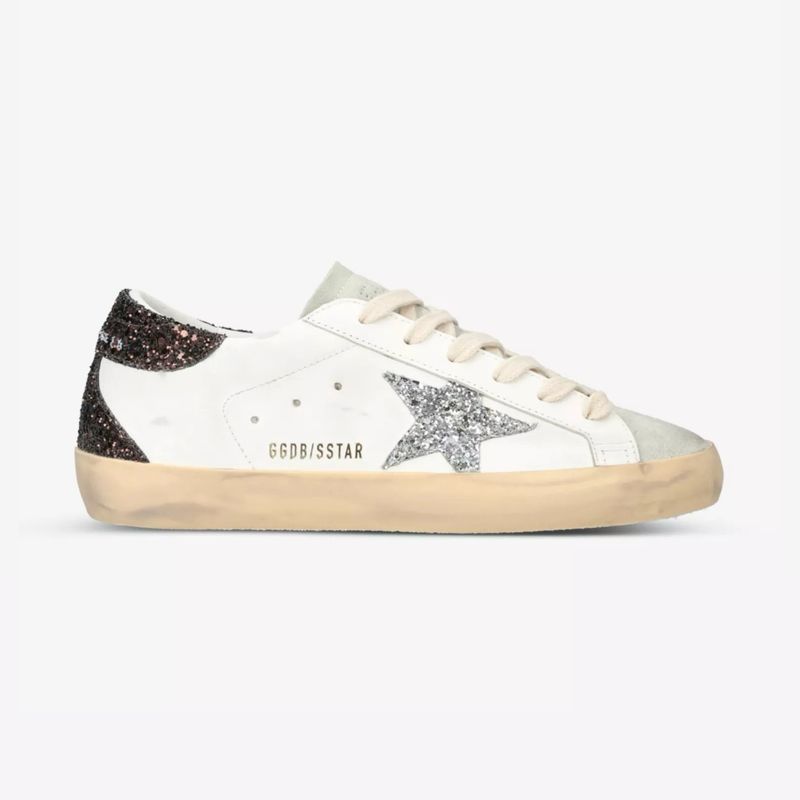 Super-star Leather Upper Suede Toe Glitter Star Heel And Spur