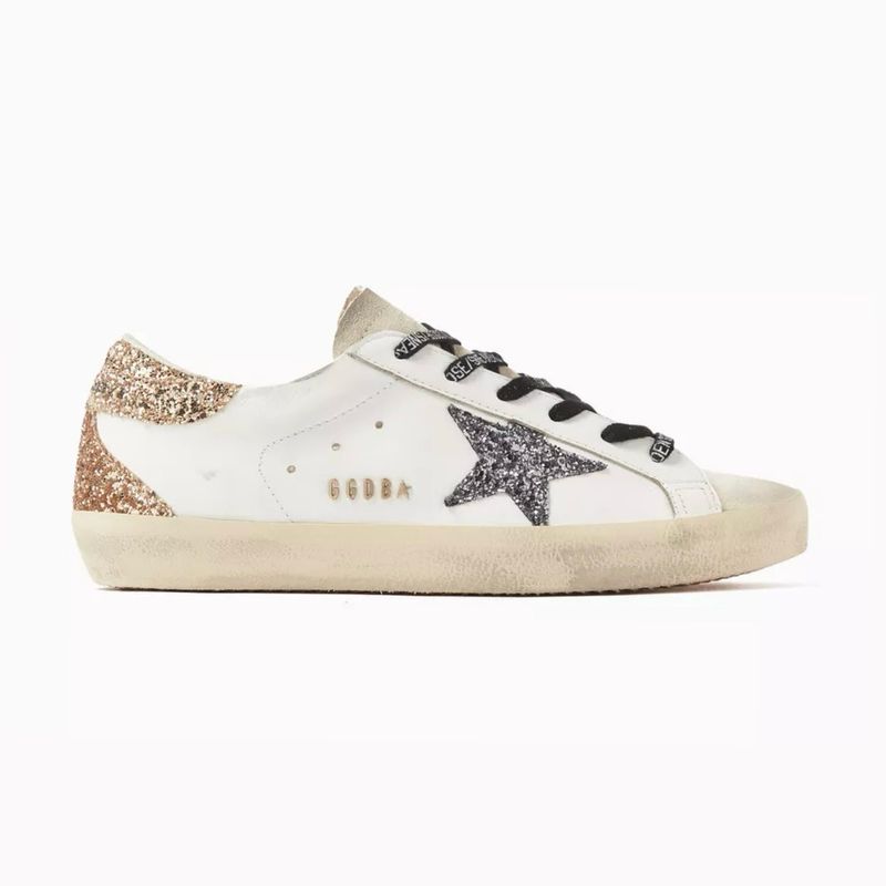 Superstar Leather Upper Glitter Star Heel and Spur Metal Lettering