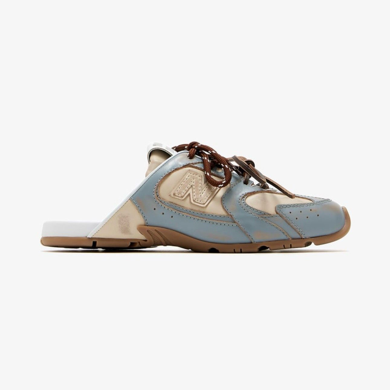 New Balance X Miu Miu 530 SL deco calf leather mules Sky Blue/Travertine Gray
