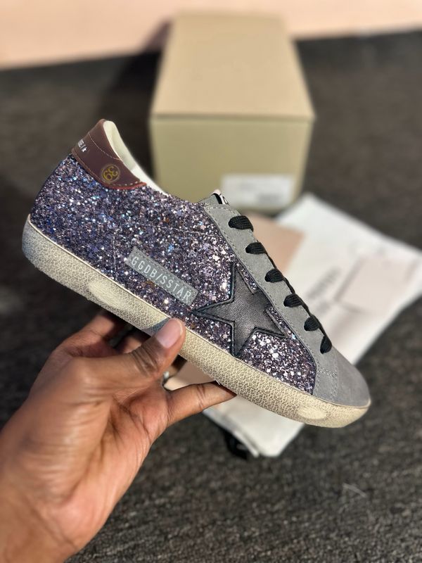 Golden Goose /Black Star Silver Glitter With red
