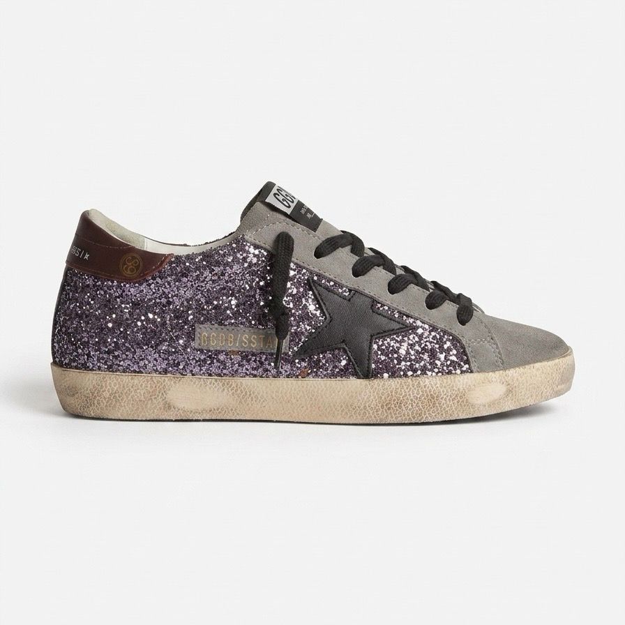 Golden Goose /Black Star Silver Glitter With red