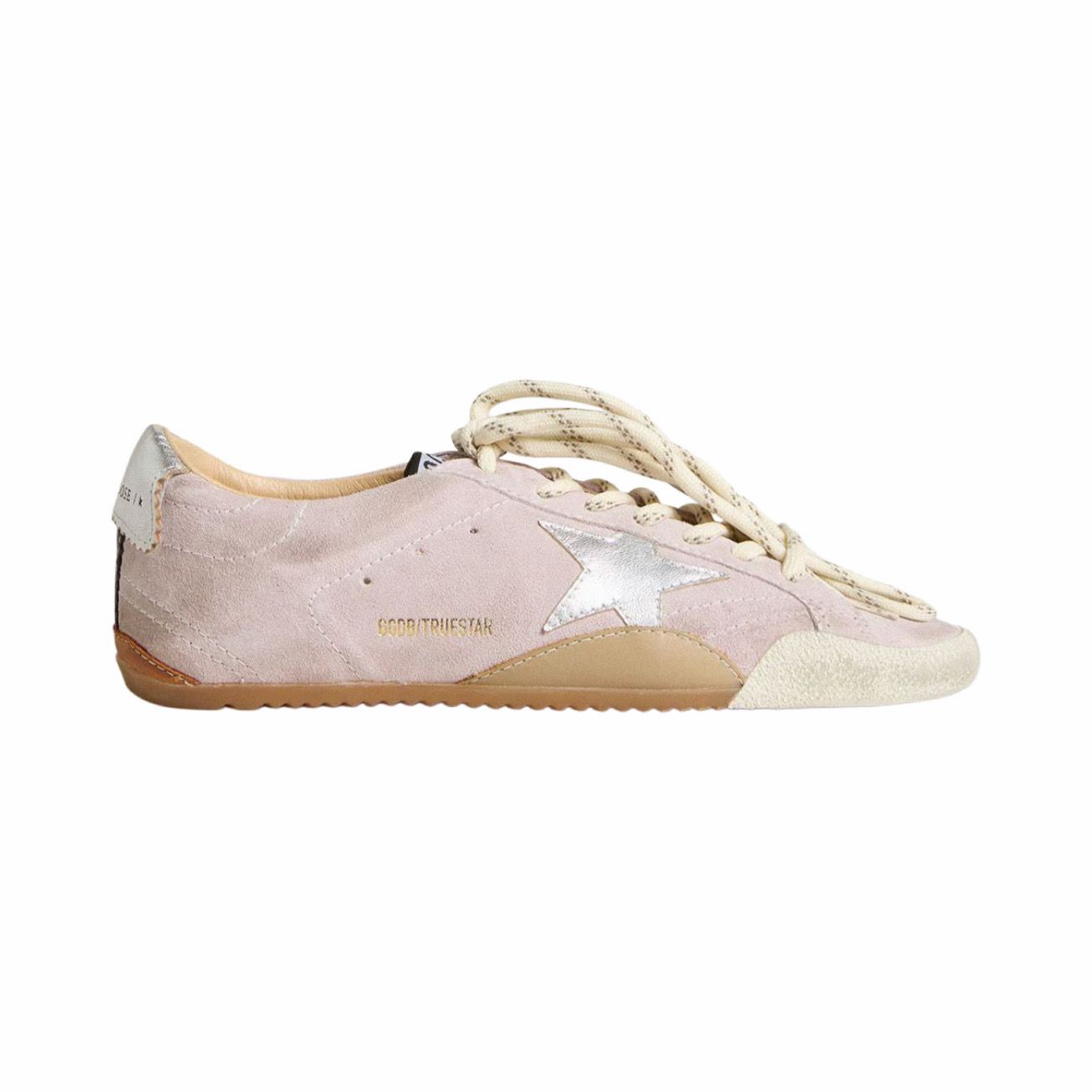 Women's True-Star in pastel pink suede with silver star and heel tab