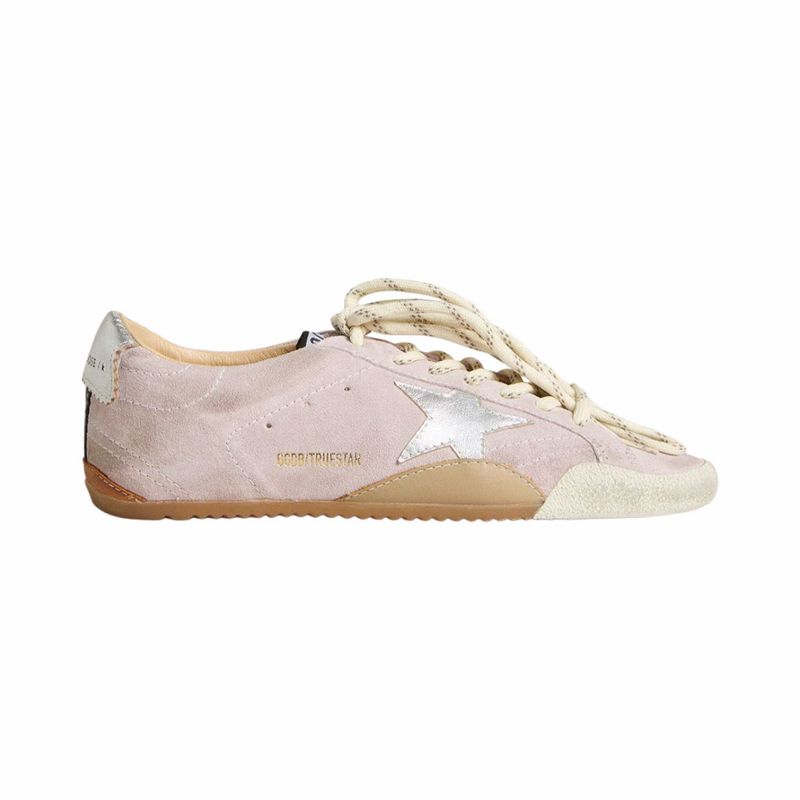 Women's True-Star in pastel pink suede with silver star and heel tab Women's True-Star in pastel pink suede with silver star and heel tab