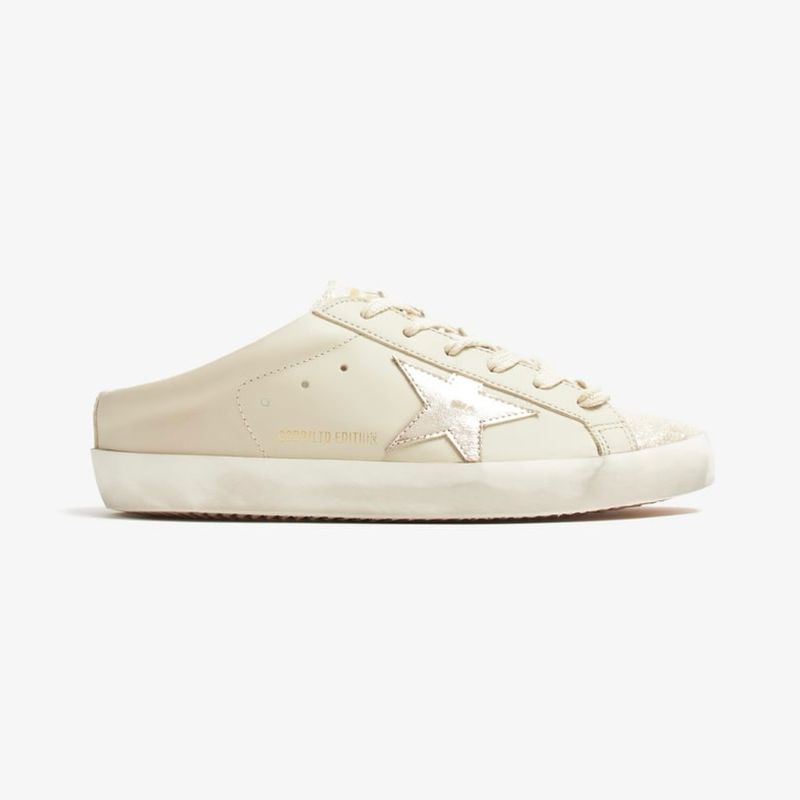 Golden goose Glitter Super-Star Sabot leather beige