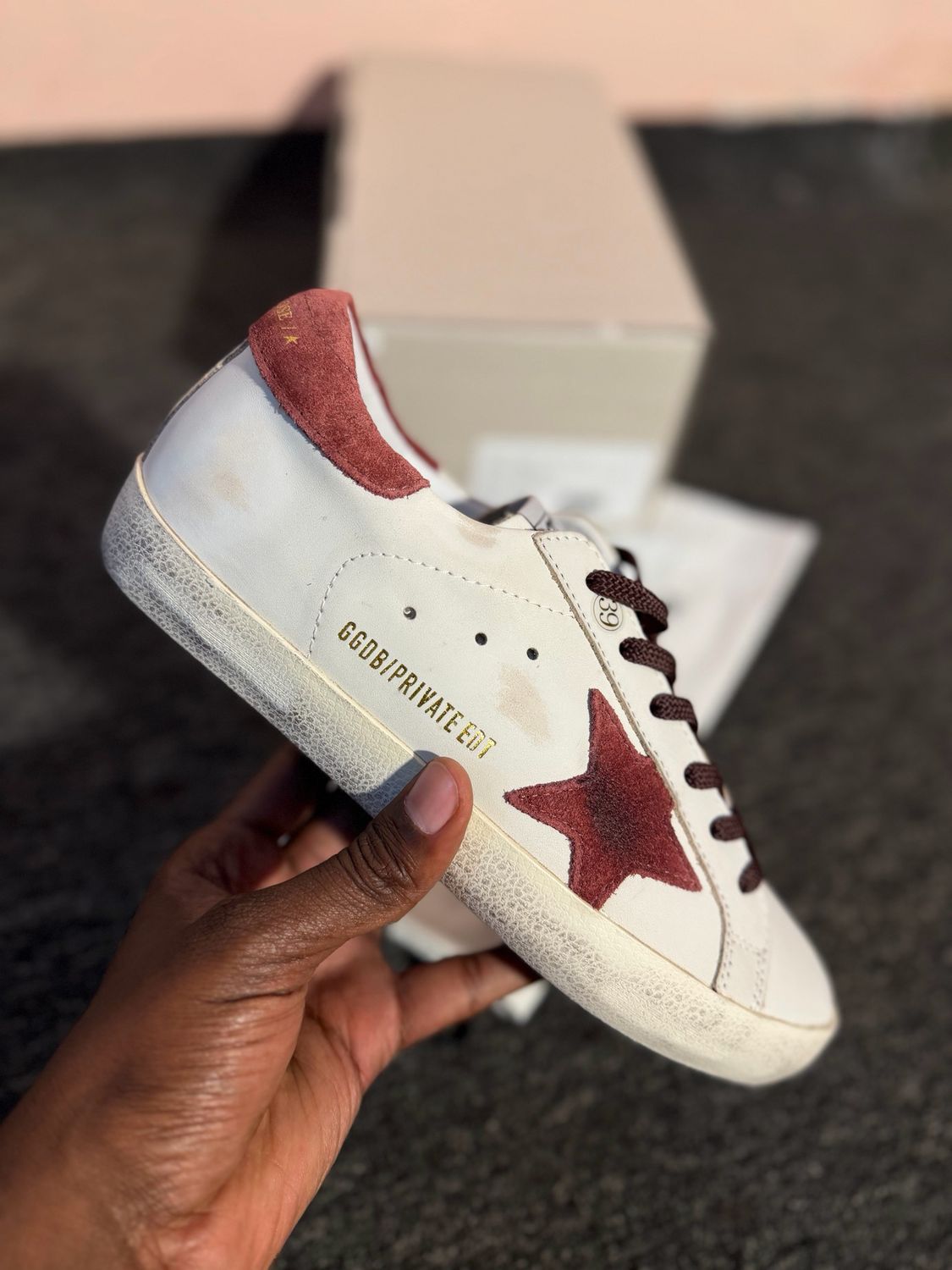  Super-Star distressed suede-trimmed leather sneakers off white 
